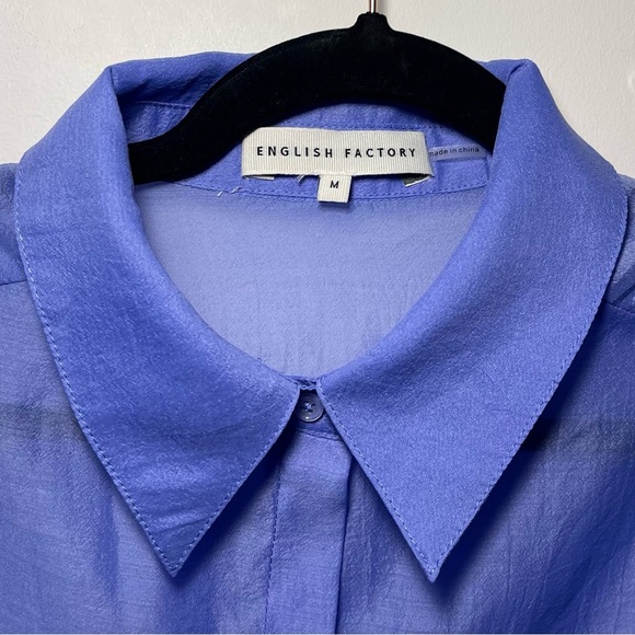 English Factory women’s Sheer Blue belted Button-Up office dress Shirt in sizs M - Picture 4 of 11